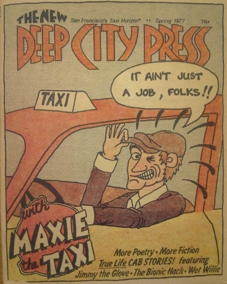 Cartoon cover shows Maxie the Taxi tipping his cap