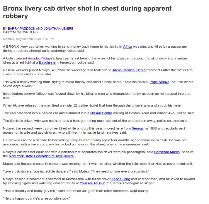 Screenshot of a news article