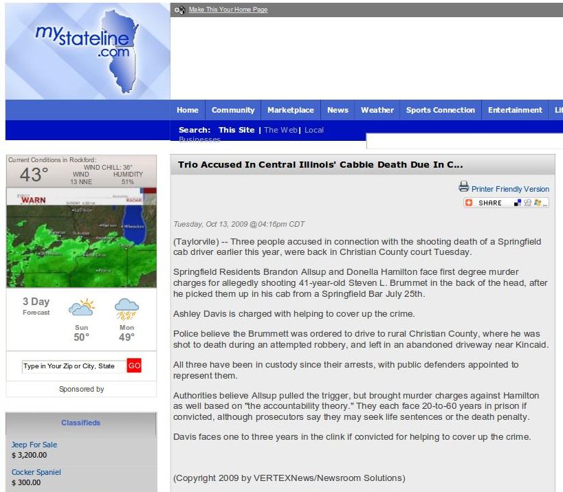 Screenshot of a news article