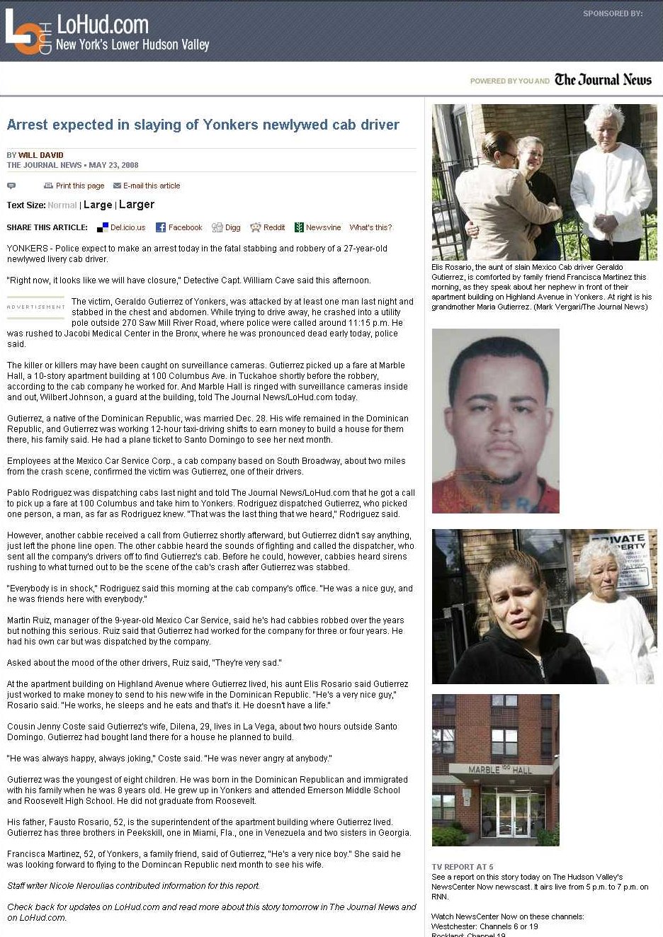 Screenshot of a news article