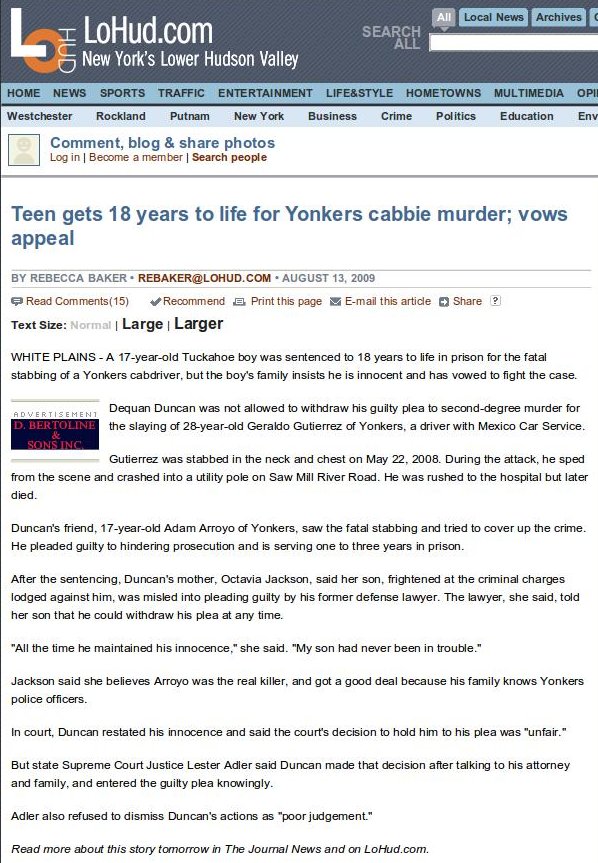 Screenshot of a news article