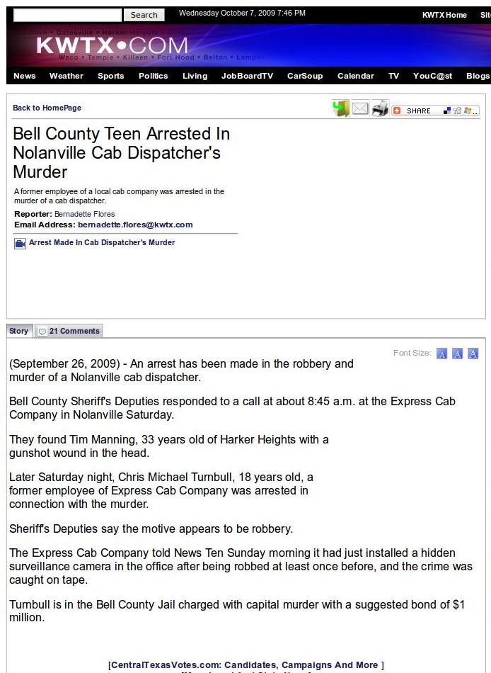 Screenshot of a news article