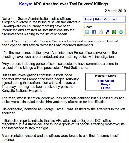 Screenshot of a news article