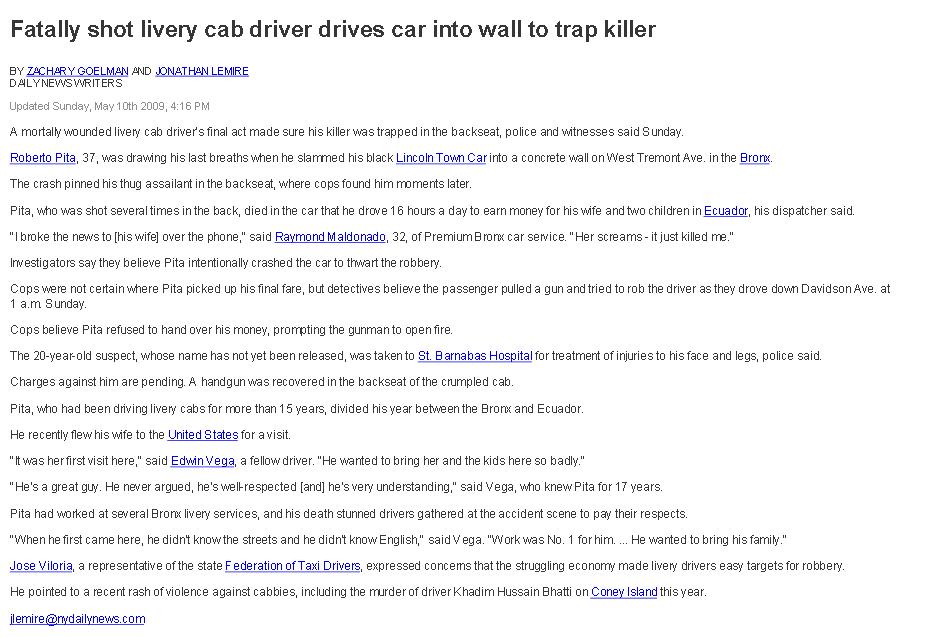 Screenshot of a news article