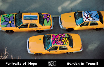 NYC taxis with floral tops