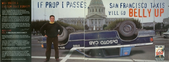 Campaign flyer warns that cabs will go belly up if the measure becomes law