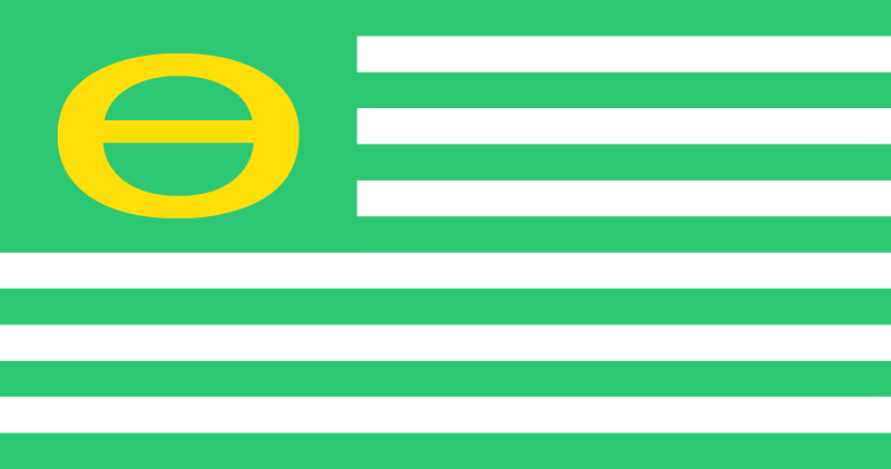 Green stripes and theta symbol on a flag